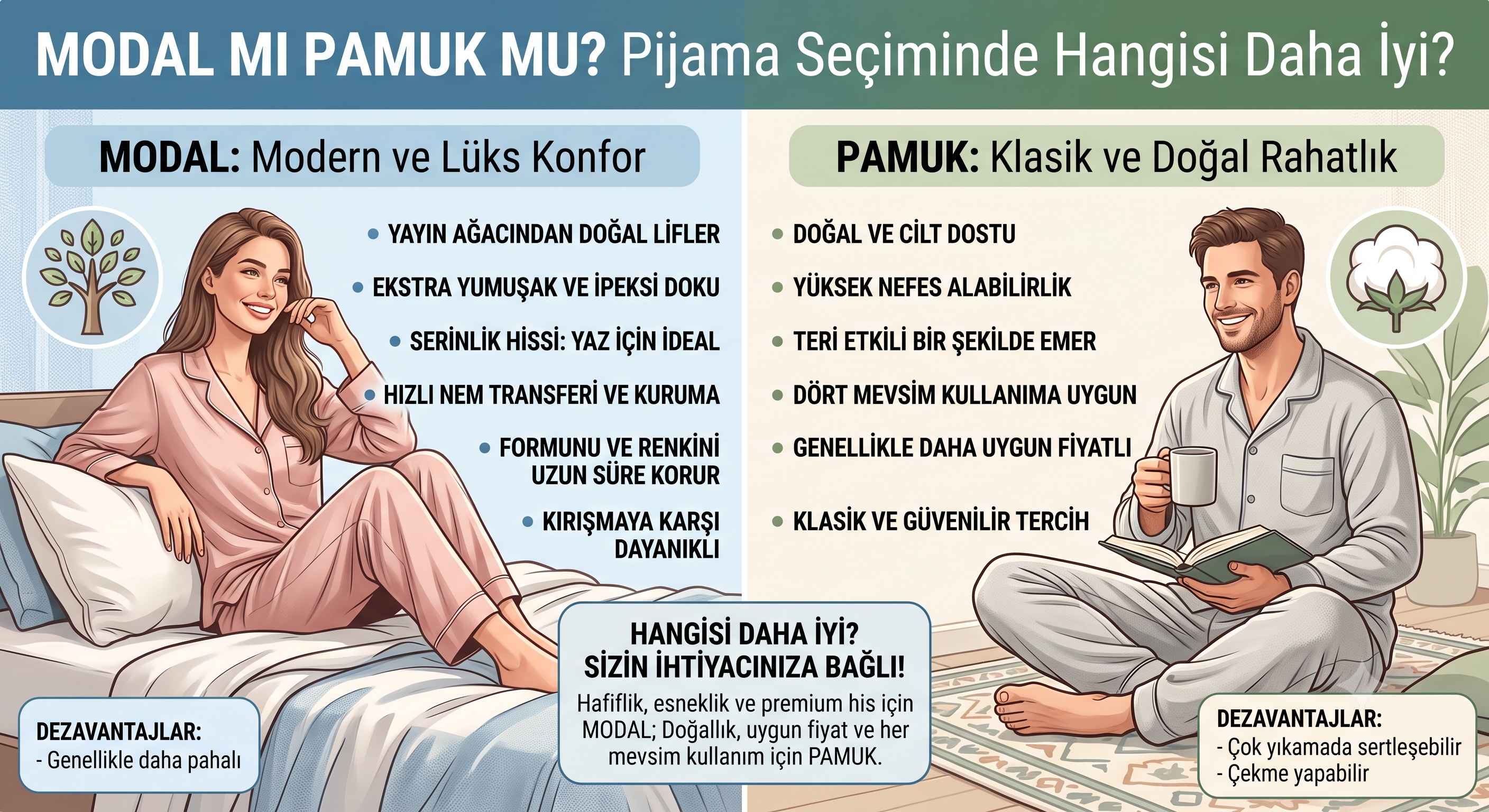 Modal mı Pamuk mu? Pijama Seçiminde Hangisi Daha İyi?