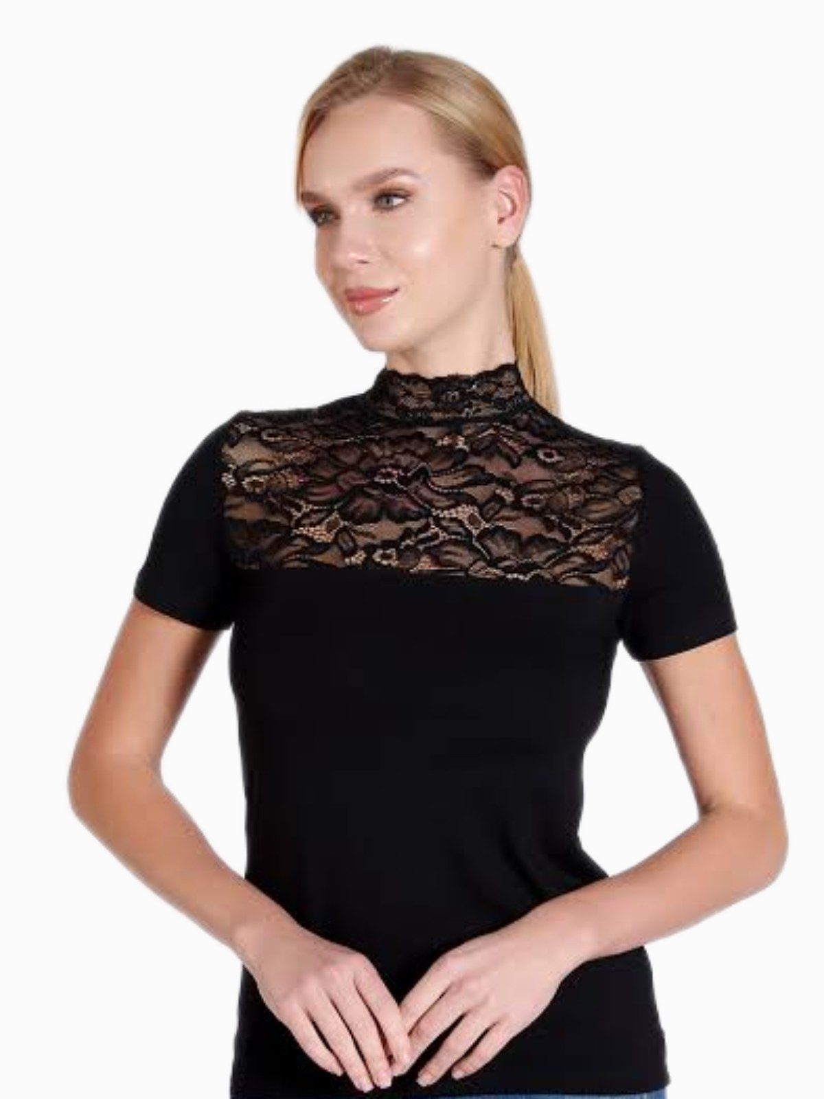 Kadın Boğazı Dantelli Body